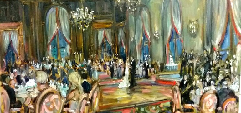 The Ewell Wedding  Jonathan Club  Los Angles Ca. oil 30″ x 40″ 9-12-15