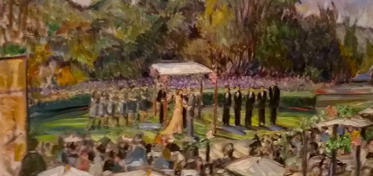 The Oster Wedding  American Jewish University Los Angles Ca.  oil 30″ x 40″ 10-11-15