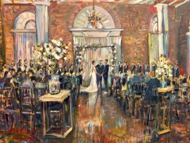 Madison and Grayson’s Wedding Ceremony   LIVE PAINTING    Estate on 2ND   Santa Ana Ca.     oil  30″ x 40″  9-17-2021