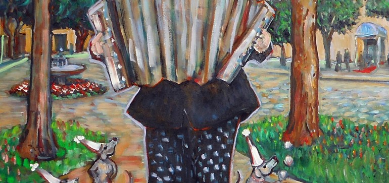 Accordain Man (commission) oil 48″ x 36″