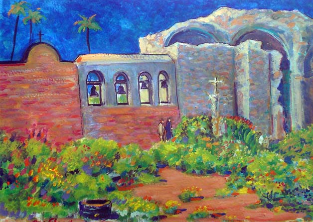 Mission Bells San Juan Capistrano, Ca water color 15″ x 10″