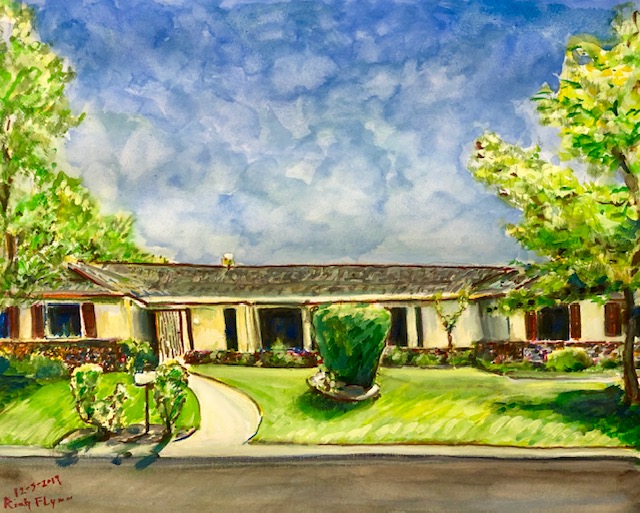 THE HOUSE  Commissioned gift  watercolor  16″ x 20″  12-5-19