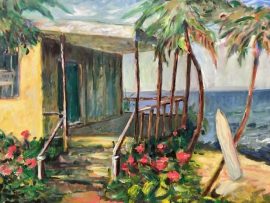 MAUI HUT   COMMISSIONED FROM PHOTO    OIL   18″ X 12″  3-3-2023