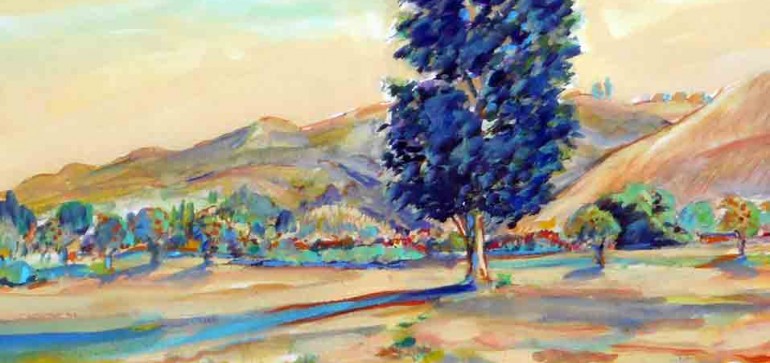 Sun Set Tree San Juan Capistrano, Ca water color 14″ x 10″