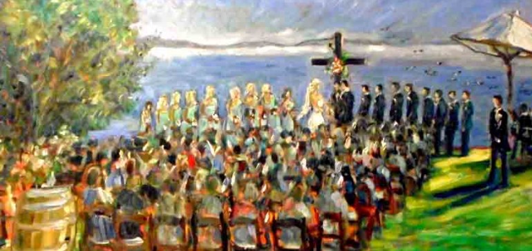 The Gilmore Klien Wedding Catalina View Gardans, Rancho Palos Verdes, Ca oil 30″ x 40′