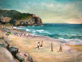 THE STRANDS  DANA POINT     WATERCOLOR   12″ X 16″    6-23-2023