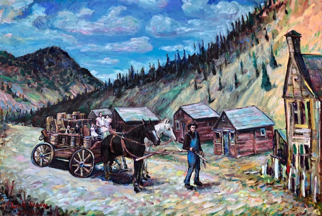 THE ARRIVAL   Bannack Montana  From family photo’s  1898    OIL  60″ X 40″  2-11-2023
