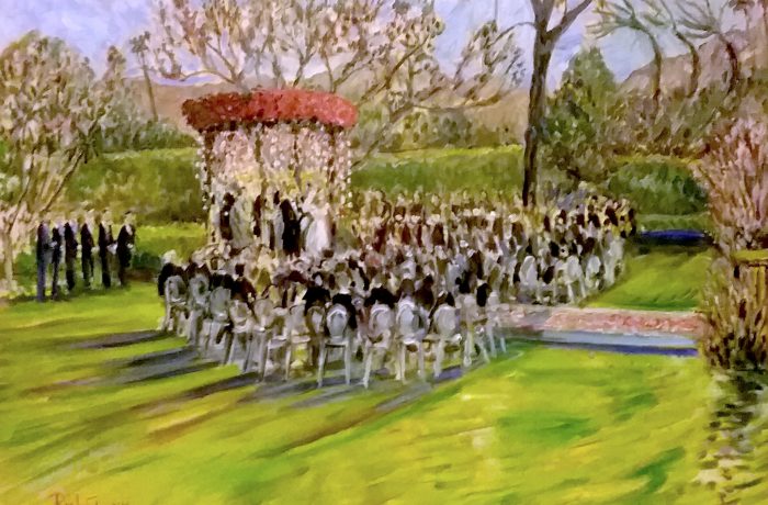THE BRADY -TROTTER WEDDING  RANCHO MIRAGE Ca.  oil 30″ x 40″  4-8-17