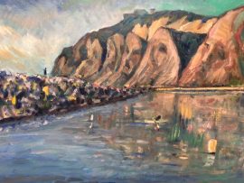 Dana Point Harbor in December    oil   18″ x 24″  12-16-2024