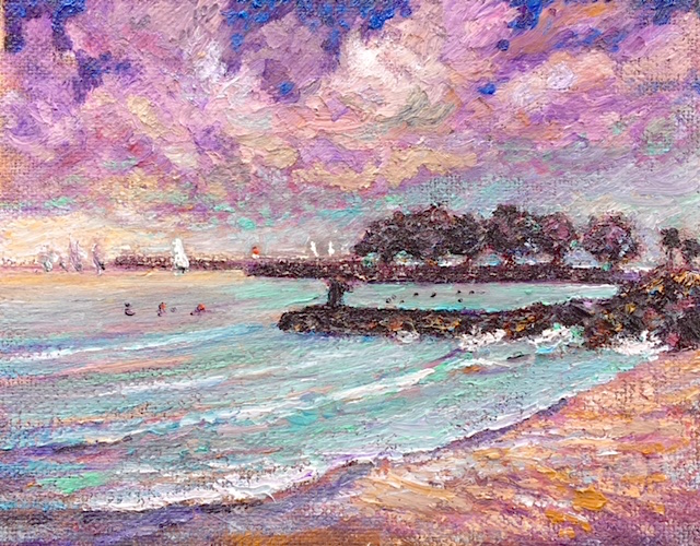 DOHENY FIRST DAY OF SUMMER    OIL  8″ X 10″  6-22-18