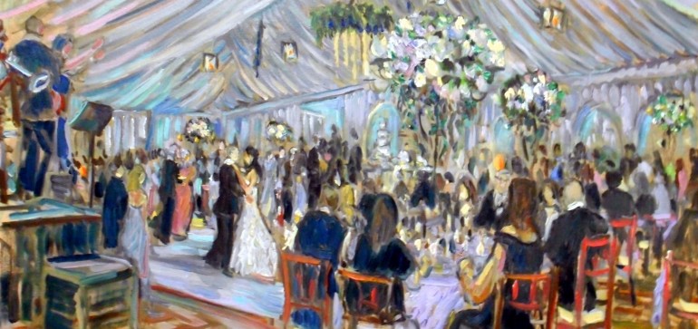 The GORDON COHN WEDDING SantaLuz Club  Rancho Santa fe ,Ca. oil 30″ x 40″ 5-24-2015