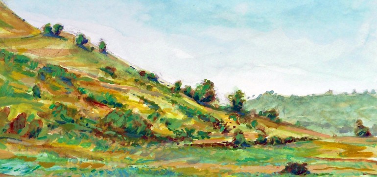 Spring in the Hills  San Juan Capistrano, Ca  water color  11″ x 15″