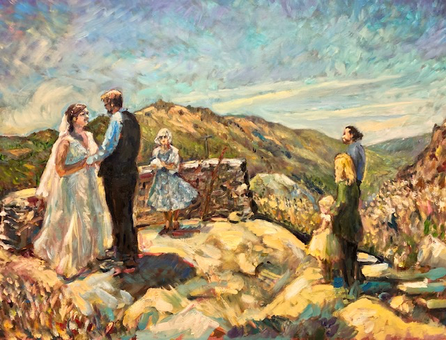 THE NYSTROM WEDDING    JULIAN CA.  OIL  30″ X 40″   6-12-2021