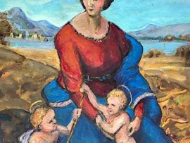 RAPHAEL’S MADONNA OF THE MEADOWS    WATERCOLOR  9″ X 12″  11-28-2020  SOLD!