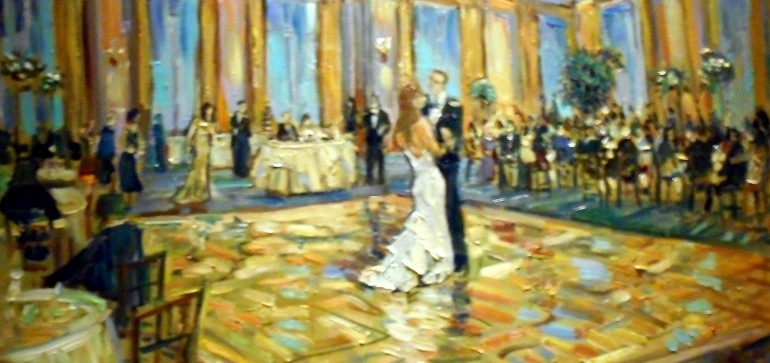 The Mclain Wedding   Pacific Club  Newport Beach, Ca.  oil  30″ x 40″ 6-19-15