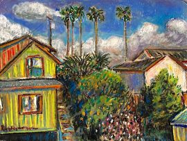 NIEGHBORHOOD  DANA POINT CA.  watercolor/ Pastel   9″ x 12″  3-23-2020