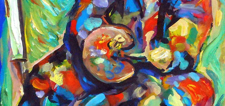 PAINTED PAINTER  gouache   11″ x 6″ 5-26-15