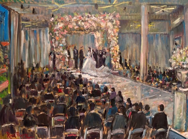 THE ETEHADS  WEDDING CEREMONY   Westdrift Hotel, Manhattan Beach Ca.   oil   30″ x 40″  5-29-2022