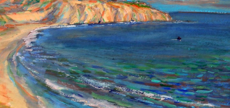 REEF POINT  Newport Coast CA,  WATER COLOR  15″ X 10″ 5-10-15
