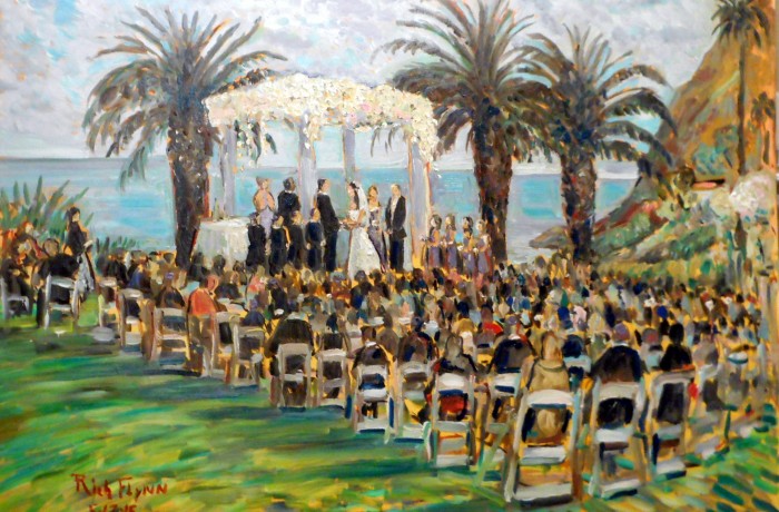 THE SHAHEEN WEDDING  Bel Air Bay Club Santa Monica, Ca  oil  30″ x 40″ 5-18-15