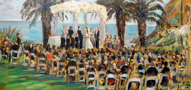 THE SHAHEEN WEDDING  Bel Air Bay Club Santa Monica, Ca  oil  30″ x 40″ 5-18-15