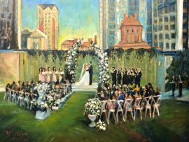 THE REESER  CEREMONY   JONATHAN CLUB  Los Angles Ca.   oil  30″ x 40″  9-17-2022