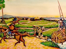 HOKUSAI  SAMURAI ON HORSEBACK   watercolor  14″ x 10″ 4-21-18