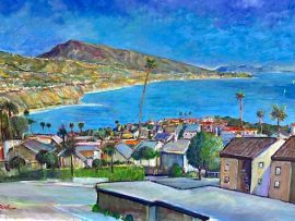 SELVA ROAD VIEW   DANA POINT CA   WATERCOLOR    53″ X 35″   COMMISSIONED  3-10-2021