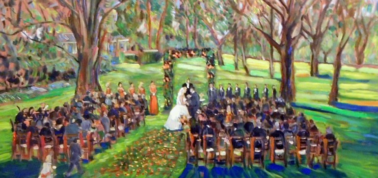 The Brown Sewell Wedding  Virginia Country Club  Long Beach, Ca  oil  30″ x 40″