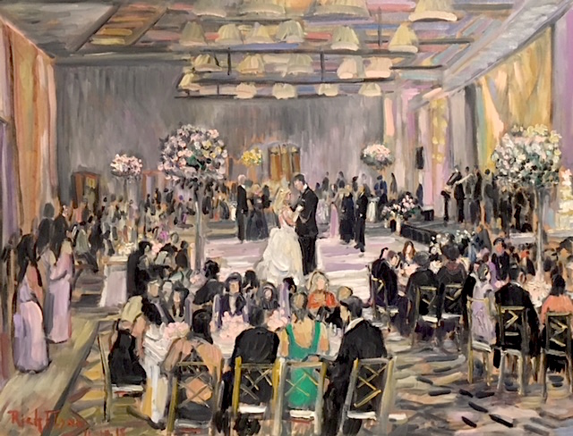 THE LONG -LARKIN WEDDING RECEPTION  LIVE PAINTING    TERRANEA RESORT PALOS VERDES CA.  oil  30″ x 40″  11-10-18