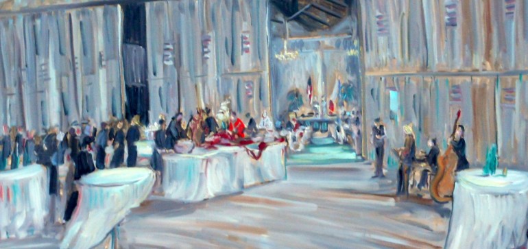 Military Women in Need Inaugural Warrior Awards  Justice Aviation, Santa Monica  Ca. oil 30″ x 40″ 5-7-15