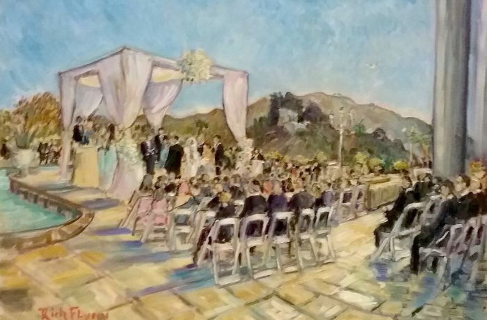 The Yedidsion Wedding  Private Home off Mulholland, Los Angles Ca.  oil 30″x 40″ 7-3-16