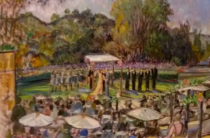 The Oster Wedding  American Jewish University Los Angles Ca.  oil 30″ x 40″ 10-11-15
