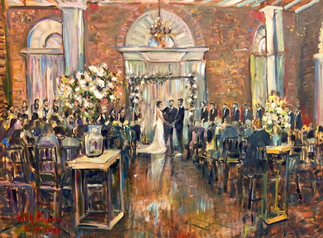 Madison and Grayson’s Wedding Ceremony   LIVE PAINTING    Estate on 2ND   Santa Ana Ca.     oil  30″ x 40″  9-17-2021