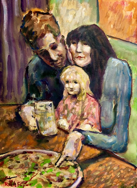 FAMILY FEAST   WATERCOLOR     9″ X 12″   1-4-2020