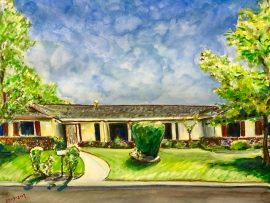 THE HOUSE  Commissioned gift  watercolor  16″ x 20″  12-5-19