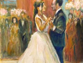 Iman and Harry’s First Dance    gouache    12″ x 15″   7-17-2024