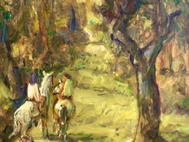 IN THE WOODS     OIL    16″ X 20″     5-20-2024