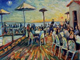 ROOFTOP LOUNGE “SUN & MOON’    EL CASA DEL CAMINO  Laguna Beach Ca.    16″ x 20”   Call or text for pricing (714)348-1844