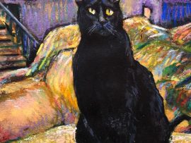 SIR THE CAT     Commissioned    Watercolor / Pastels   9″ x 12″   4-16-2020