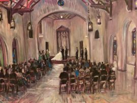 JULI AND GRAHAM’S WEDDING CEREMONY   The Sanctuary Long Beach Ca.   oil    30″ x 40″   8-9-2023