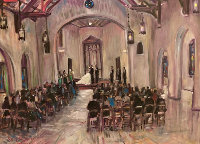 JULI AND GRAHAM’S WEDDING CEREMONY   The Sanctuary Long Beach Ca.   oil    30″ x 40″   8-9-2023