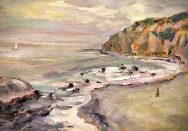 DANA POINT TODAY   WATERCOLOR  12″ X 18″  3-31-2023