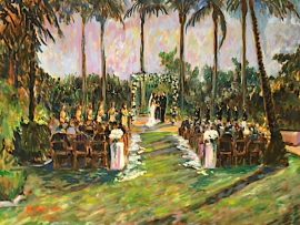 The Ewell Wedding Ceremony   Park Hyatt Aviara  Carlsbad Ca.   oil   30″ x 40″  9-14-19