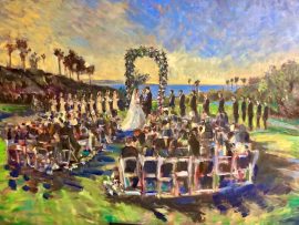 The Wedding Ceremony of Katlyn and Tyler   Waldorf Astoria  Monarch Beach Resort   Dana Point Ca.  oil  30″ x 40″  10-16-2021