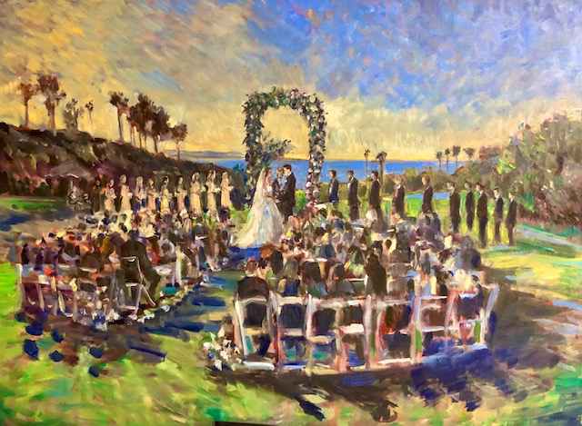 The Wedding Ceremony of Katlyn and Tyler   Waldorf Astoria  Monarch Beach Resort   Dana Point Ca.  oil  30″ x 40″  10-16-2021