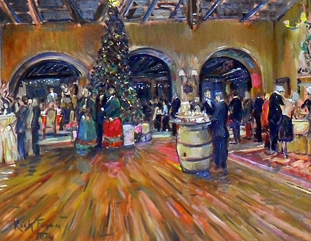 “A Dickens Night Christmas” Virginia Country Club  Long Beach Ca  oil  30″ x 40″