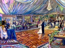 THE CRUSBERG WEDDING RECEPTION    Los Willows Estate  Fallbrook Ca. oil  30″ x 40″  9-15-18
