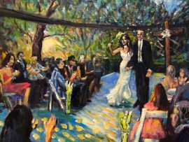 PRESENTING MR. AND MRS. MONAHAN     CEREMONY   SHADY CANYON COUNTRY CLUB  IRVINE CA.  FROM PHOTO  COMMISSIONED  OIL  16″ X 20″  10-30-2021