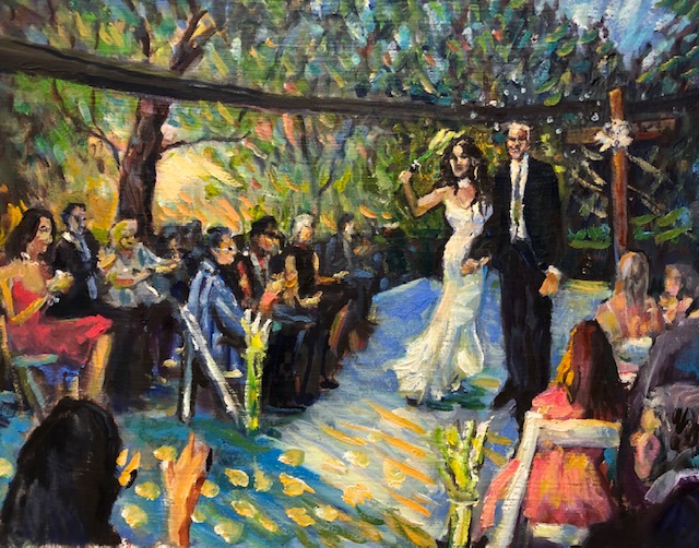 PRESENTING MR. AND MRS. MONAHAN     CEREMONY   SHADY CANYON COUNTRY CLUB  IRVINE CA.  FROM PHOTO  COMMISSIONED  OIL  16″ X 20″  10-30-2021